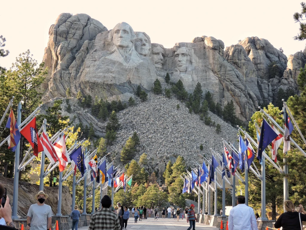 The Avenue of Flags at the base of Mount Rushmore
