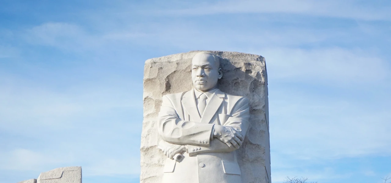 A statue of Martin Luther King, Jr staring into the the distance