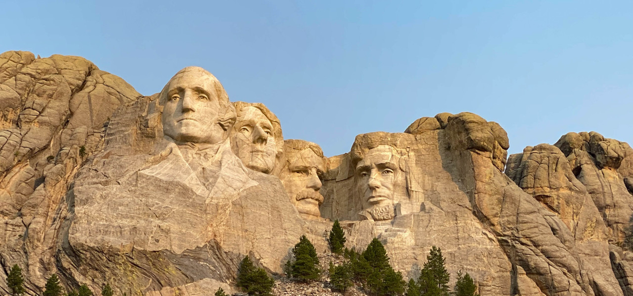 The four presidential faces that were carved into the rock