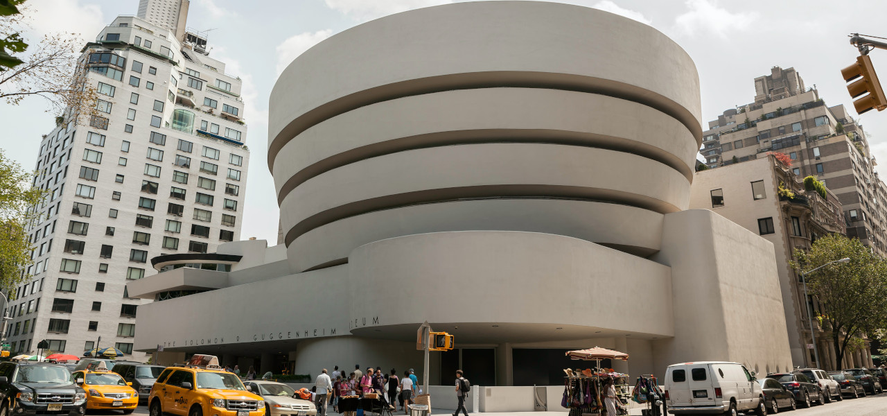 Outside of the Guggenheim Museum in New York City