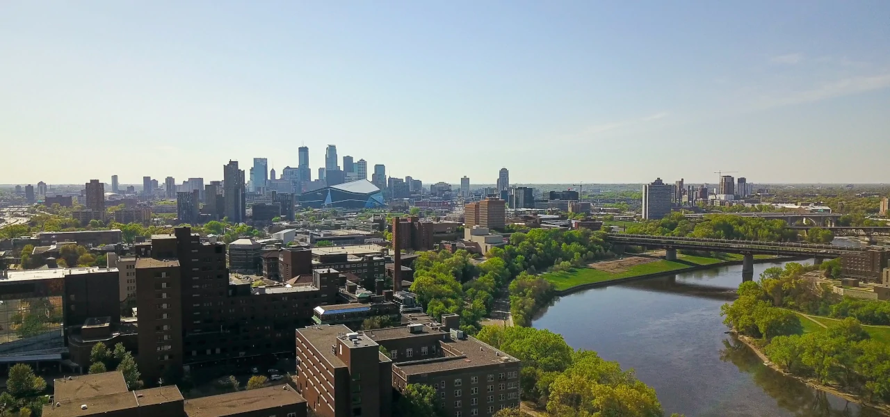 The skyline of Minneapolis, Minnesota, from afar