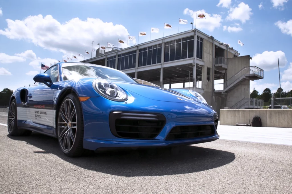 A Porsche race car on track in Birmingham Alabama