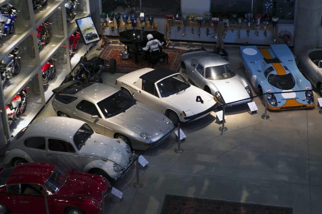 A car collection in the museum