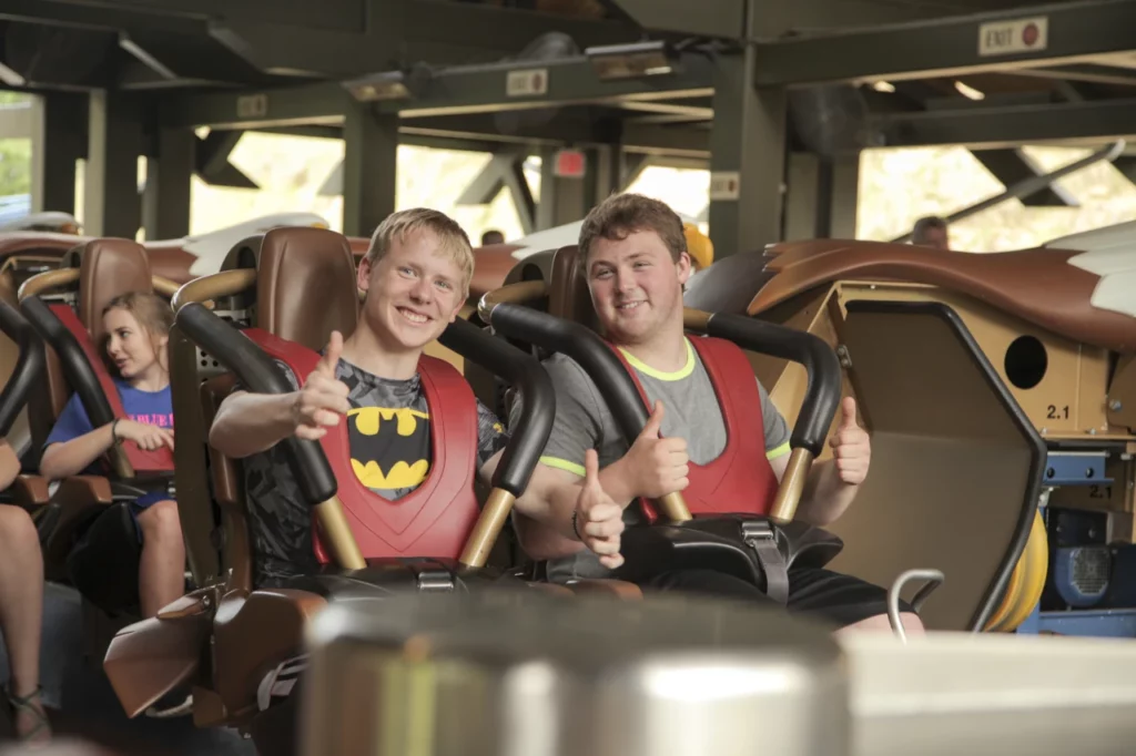 Two men on a roller coaster